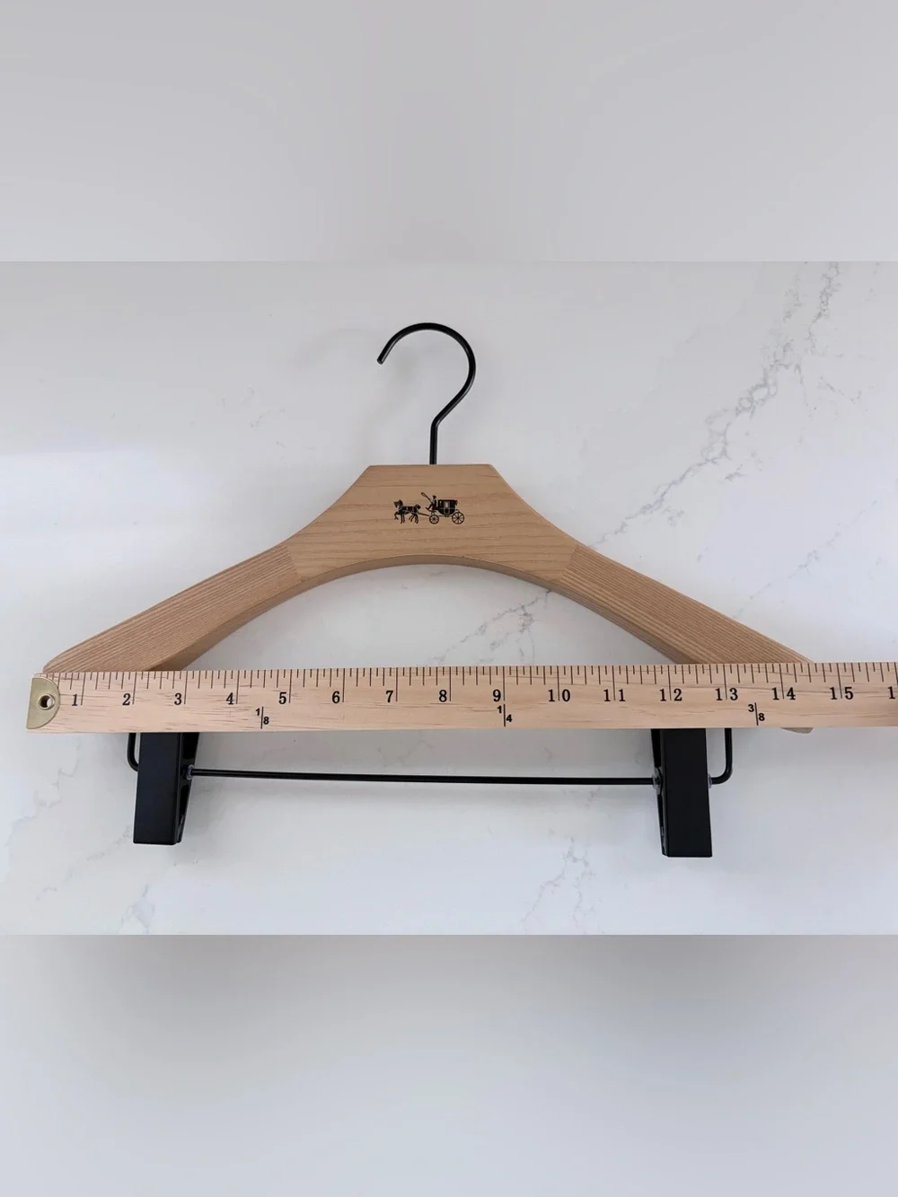 COACH Lot Of 5 Wooden Closet Coat Stop Skirt Bottom Hangers 15” Wide